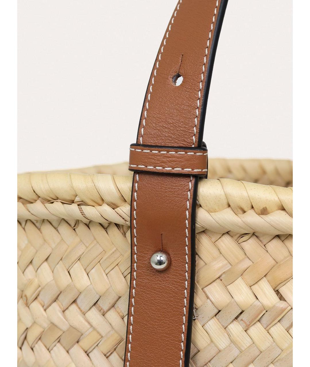 LOEWE Бежевая пелетеная пляжная сумка, фото 6