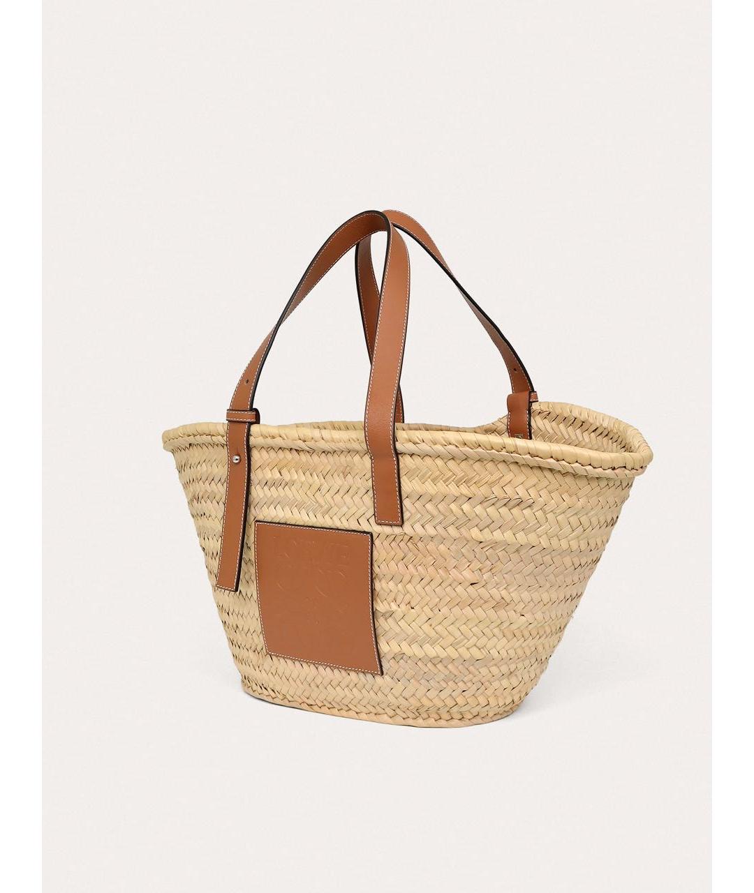 LOEWE Бежевая пелетеная пляжная сумка, фото 2