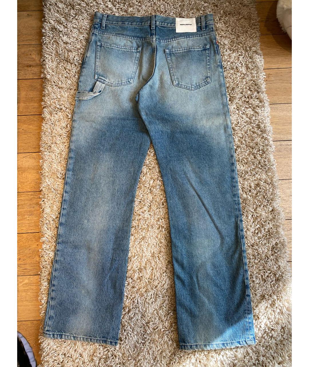 HERON PRESTON Голубые хлопковые прямые джинсы, фото 2