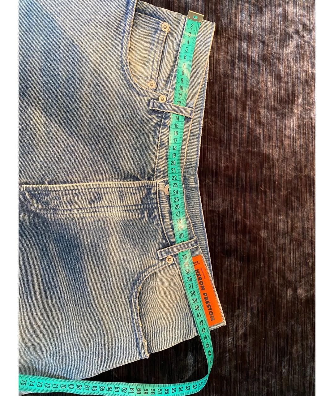HERON PRESTON Голубые хлопковые прямые джинсы, фото 7