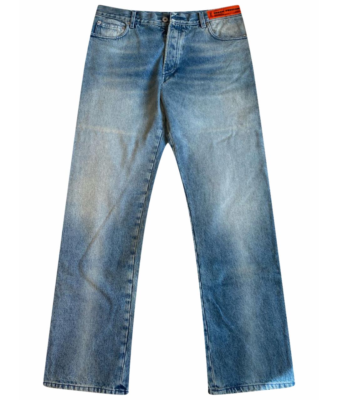 HERON PRESTON Голубые хлопковые прямые джинсы, фото 1