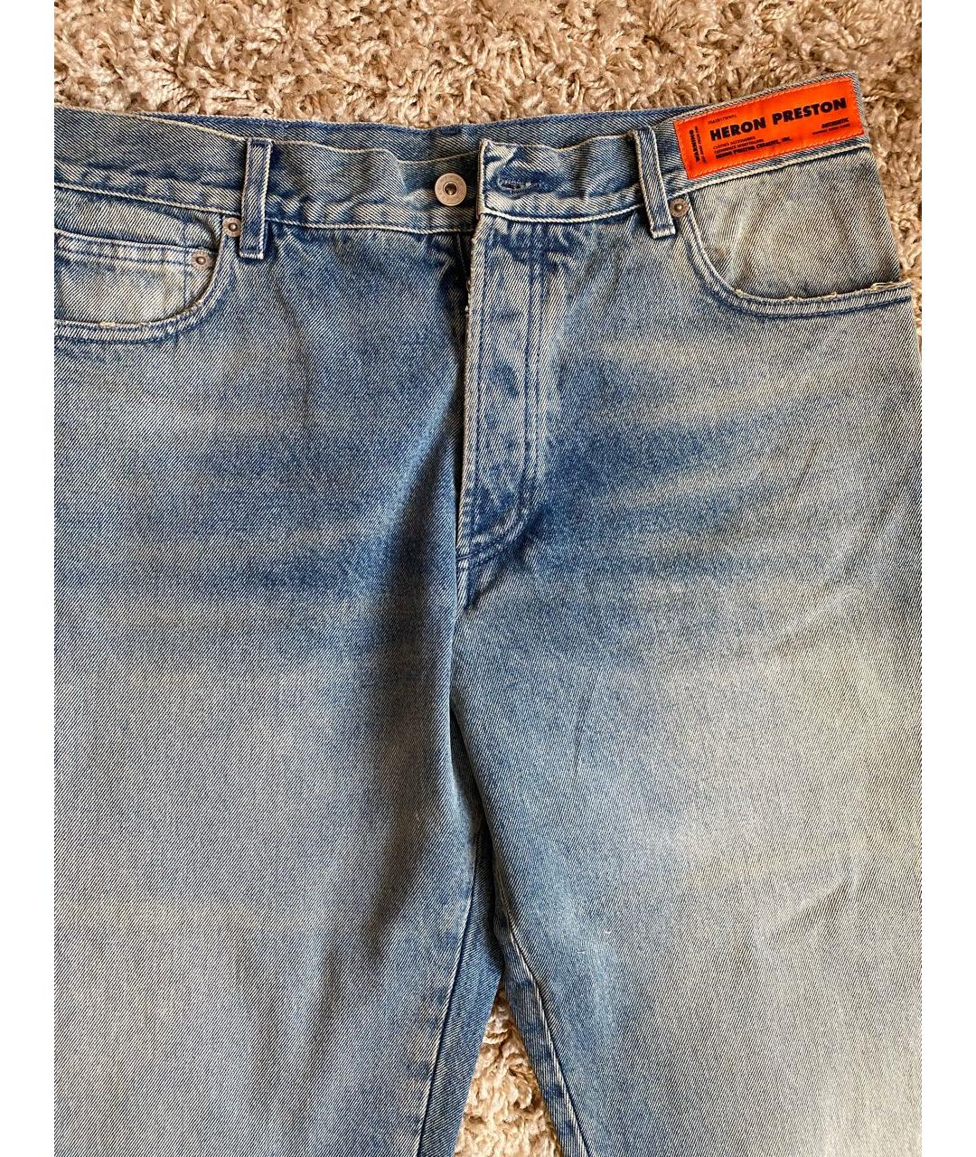 HERON PRESTON Голубые хлопковые прямые джинсы, фото 3