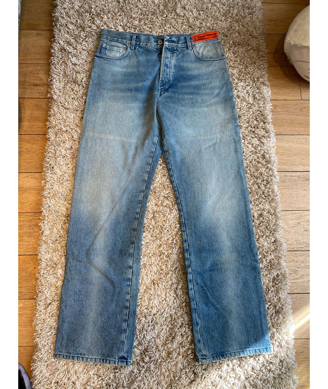 HERON PRESTON Голубые хлопковые прямые джинсы, фото 9