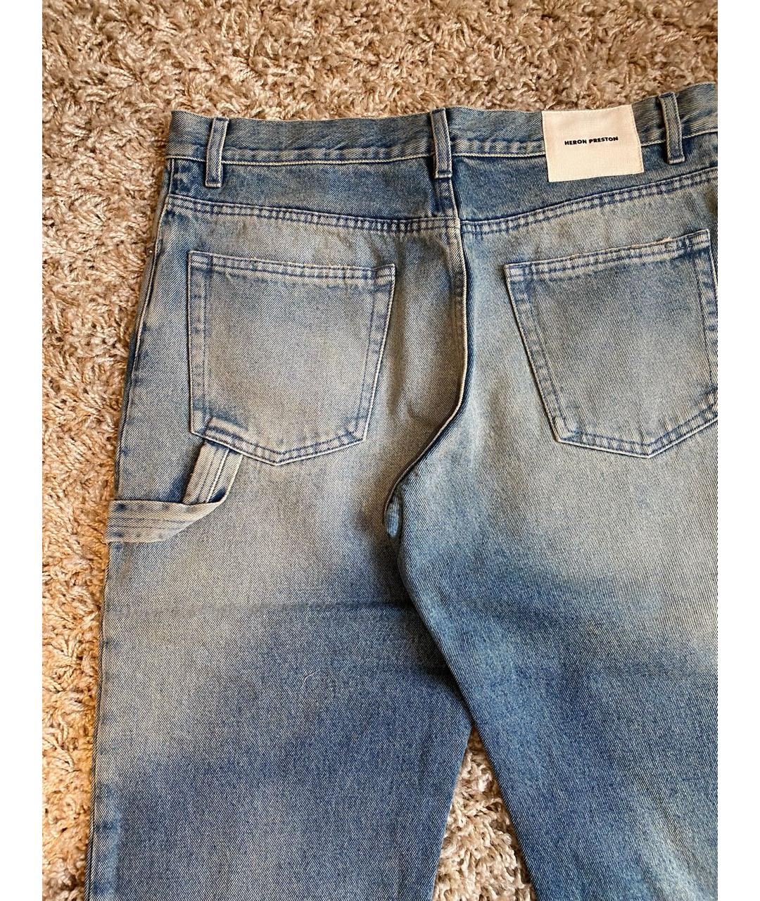 HERON PRESTON Голубые хлопковые прямые джинсы, фото 8
