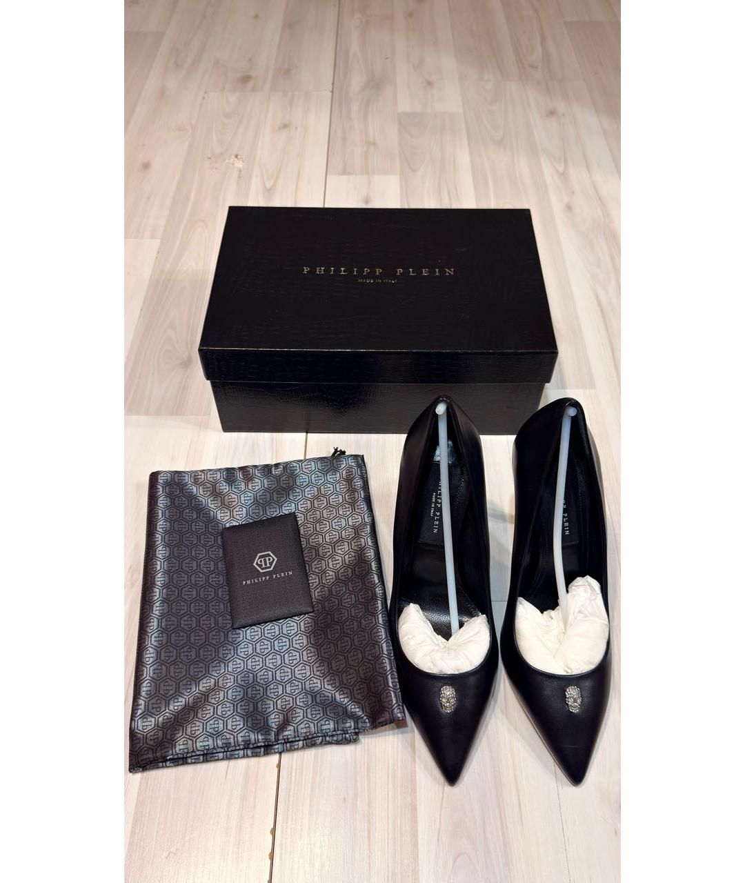 PHILIPP PLEIN Черные кожаные туфли, фото 4