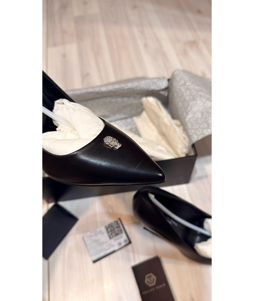 PHILIPP PLEIN Черные кожаные туфли, фото 7