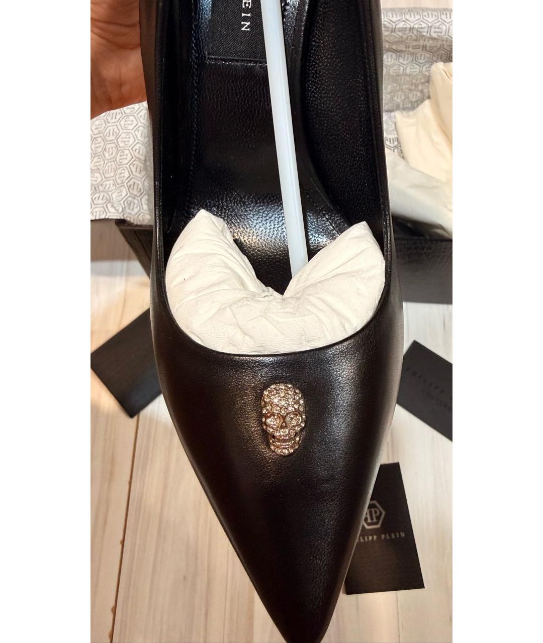 PHILIPP PLEIN Черные кожаные туфли, фото 5