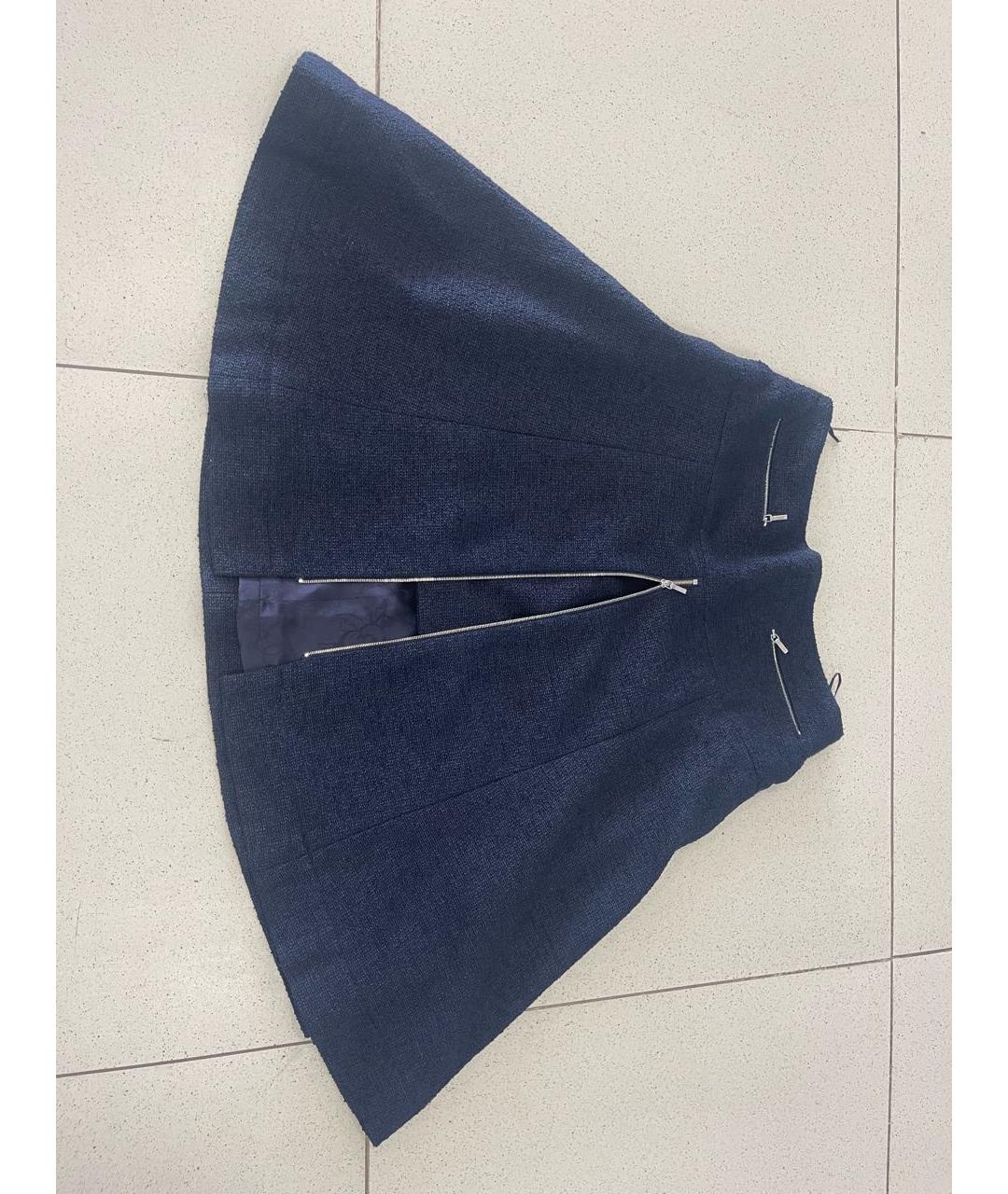 CHANEL Темно-синяя хлопковая юбка миди, фото 3