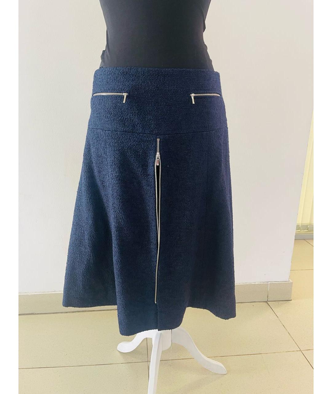 CHANEL Темно-синяя хлопковая юбка миди, фото 5