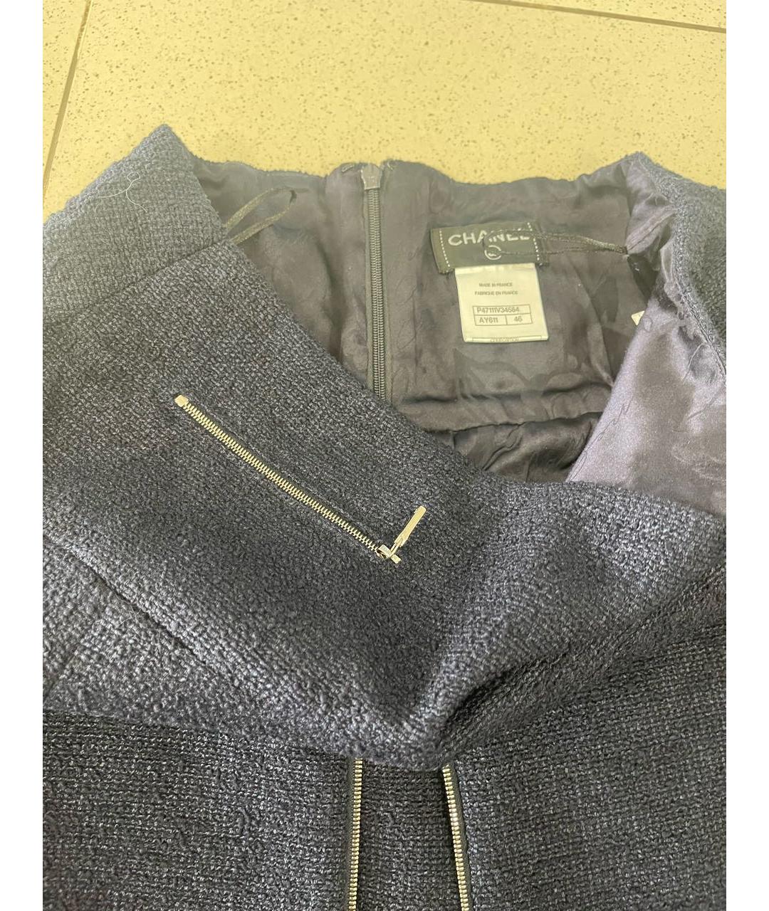 CHANEL Темно-синяя хлопковая юбка миди, фото 4