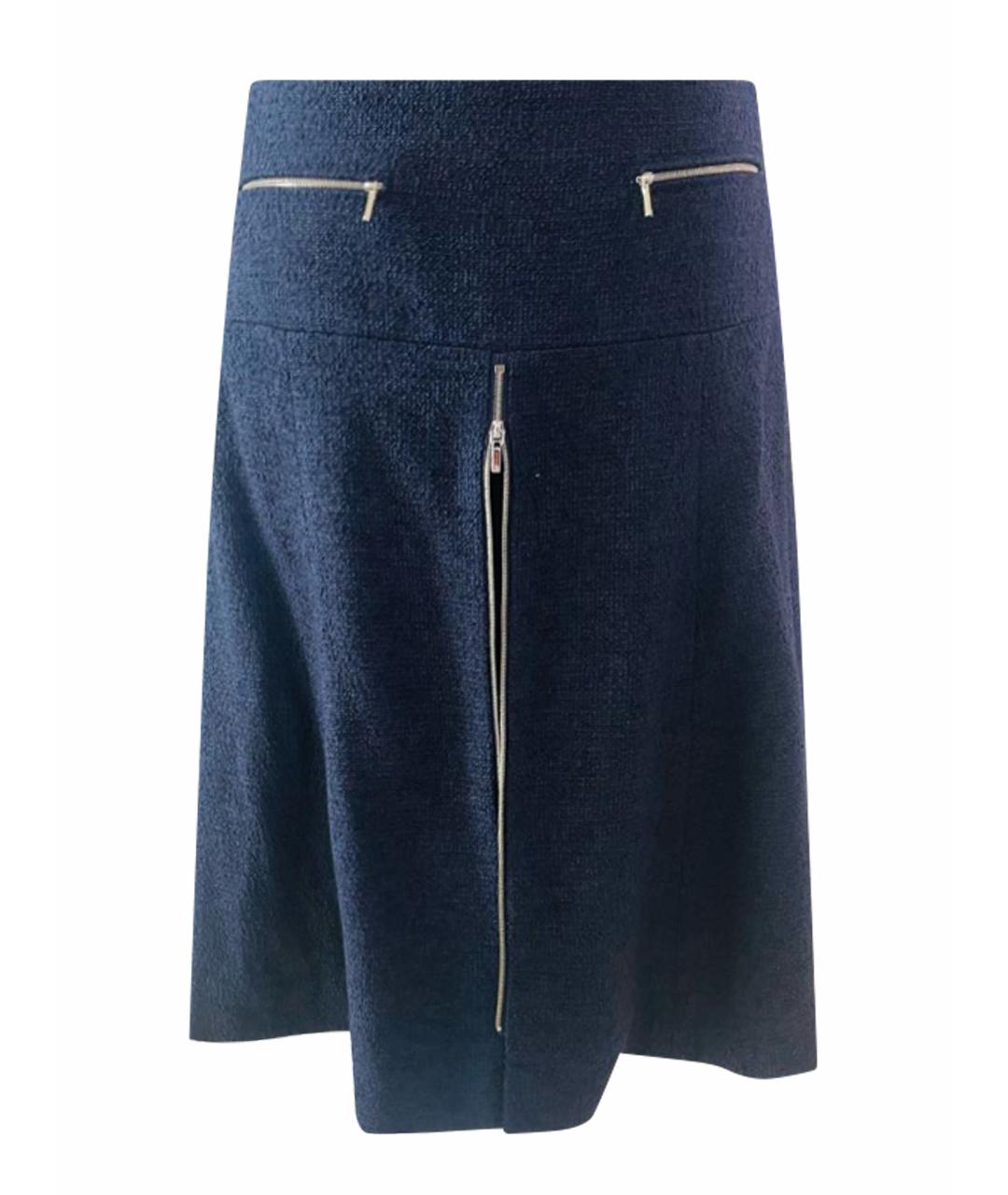 CHANEL Темно-синяя хлопковая юбка миди, фото 1
