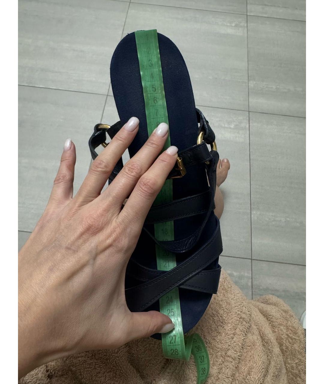 LOUIS VUITTON Синие текстильные босоножки, фото 4