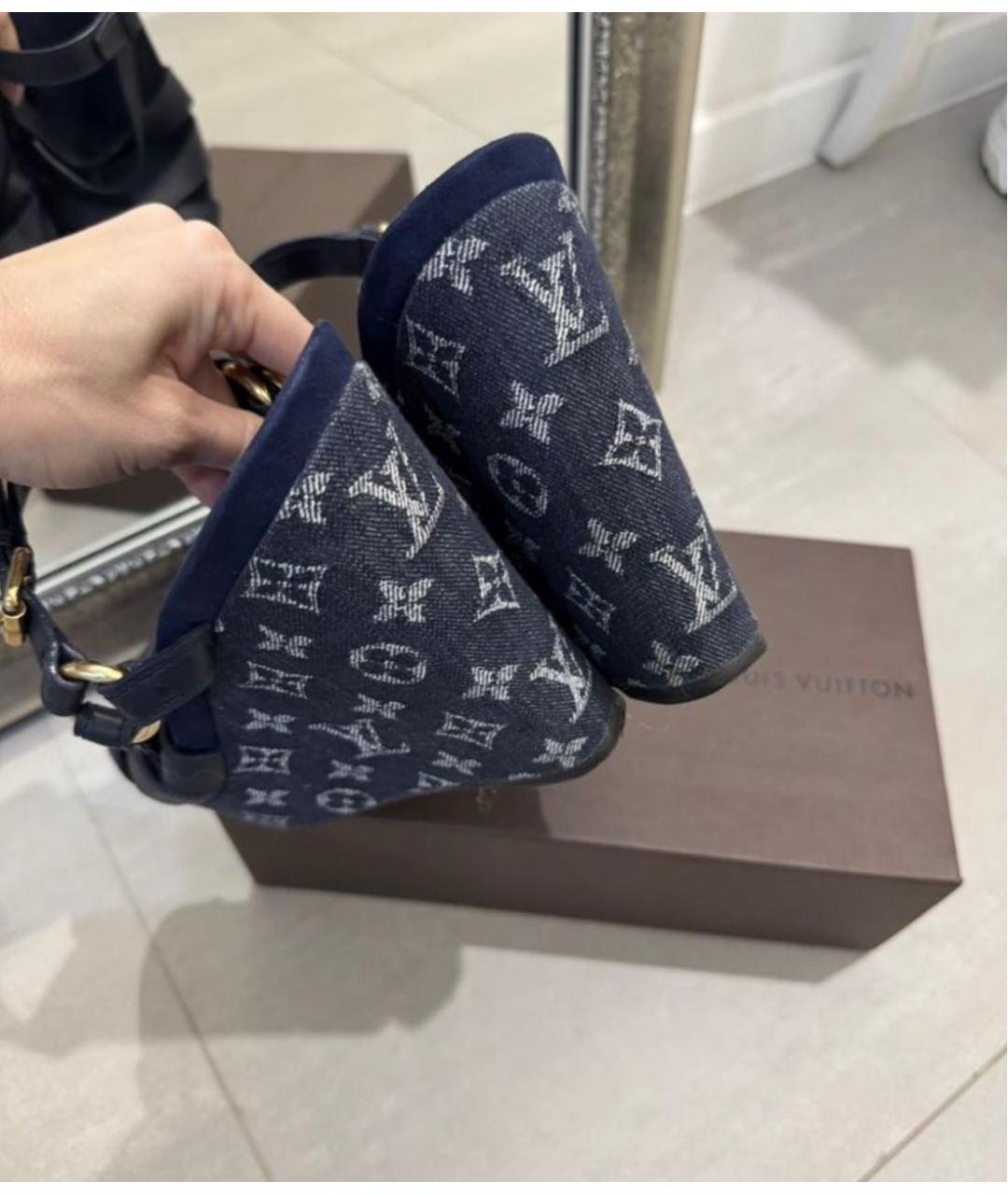 LOUIS VUITTON Синие текстильные босоножки, фото 2