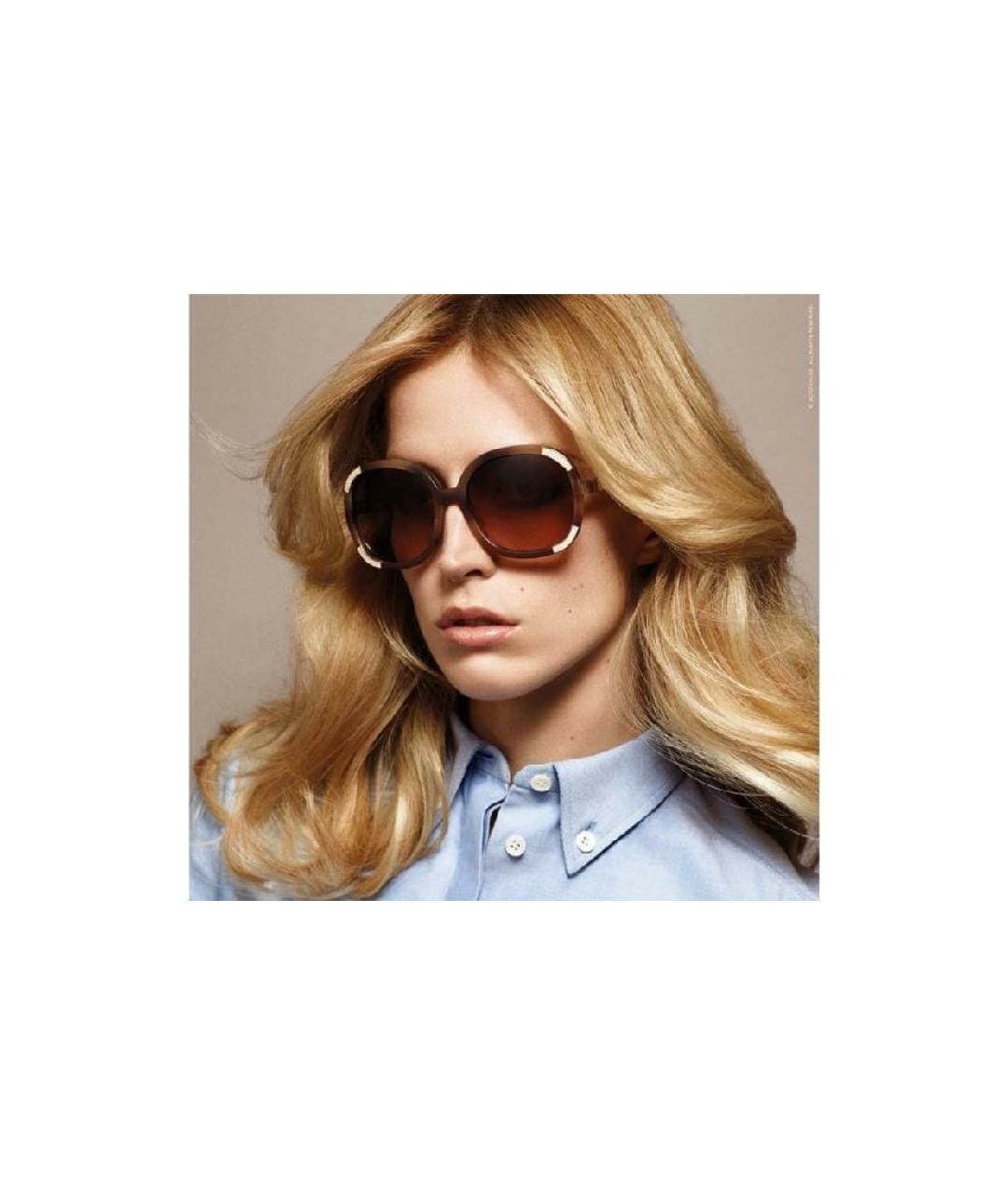 CHLOE Коричневые пластиковые солнцезащитные очки, фото 4