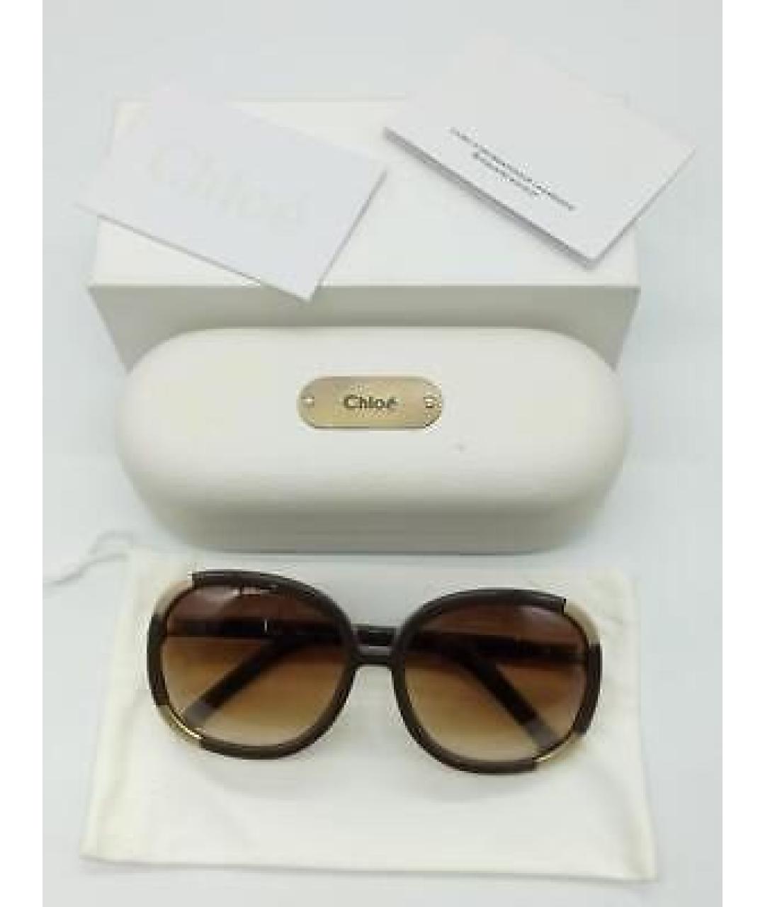 CHLOE Коричневые пластиковые солнцезащитные очки, фото 5