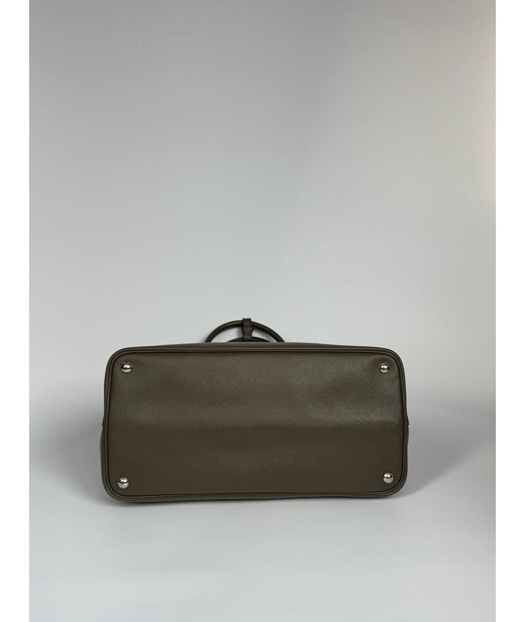 PRADA Хаки кожаная сумка с короткими ручками, фото 5