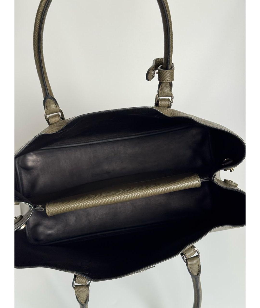 PRADA Хаки кожаная сумка с короткими ручками, фото 4