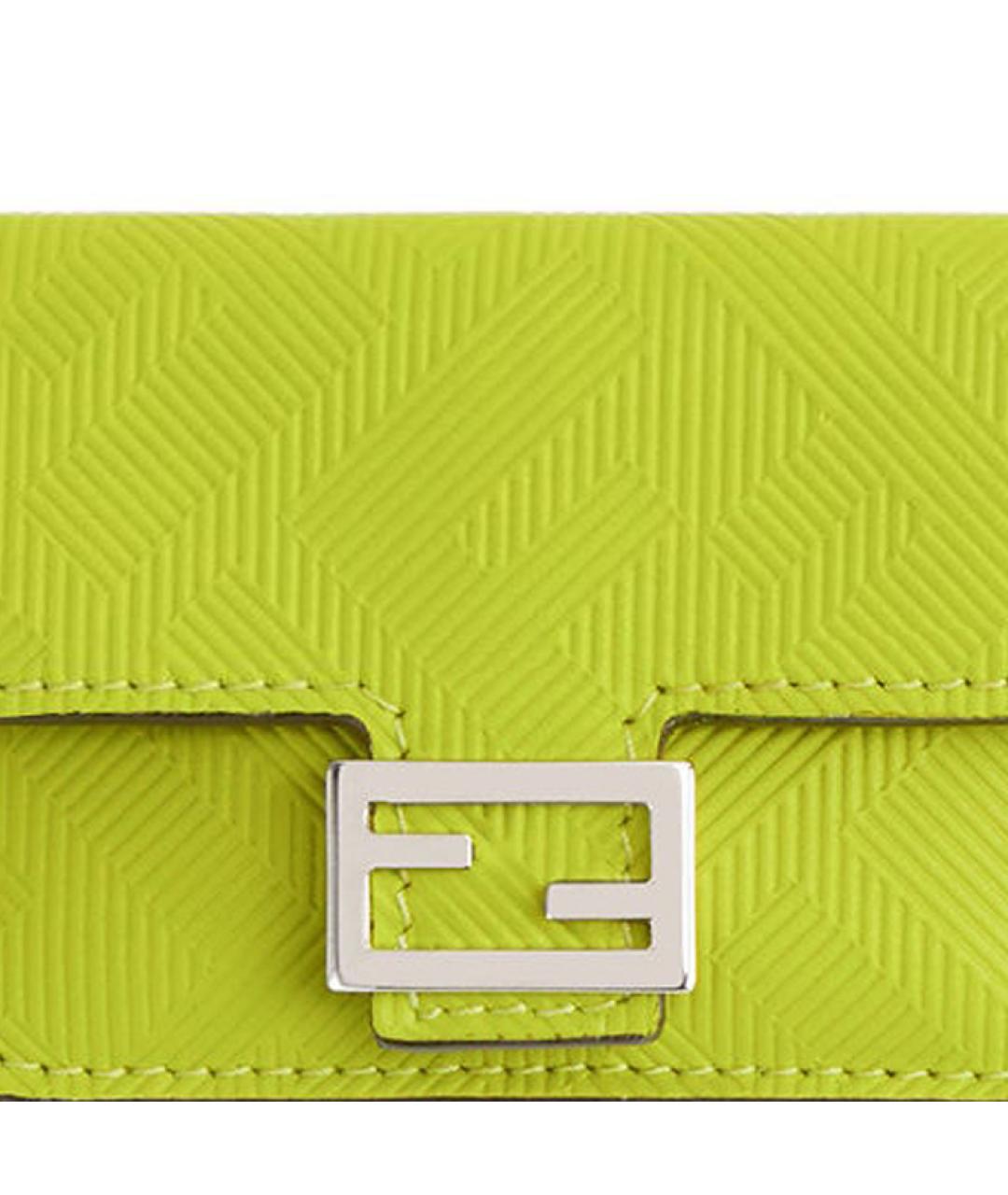 FENDI Салатовый кожаный кошелек, фото 4