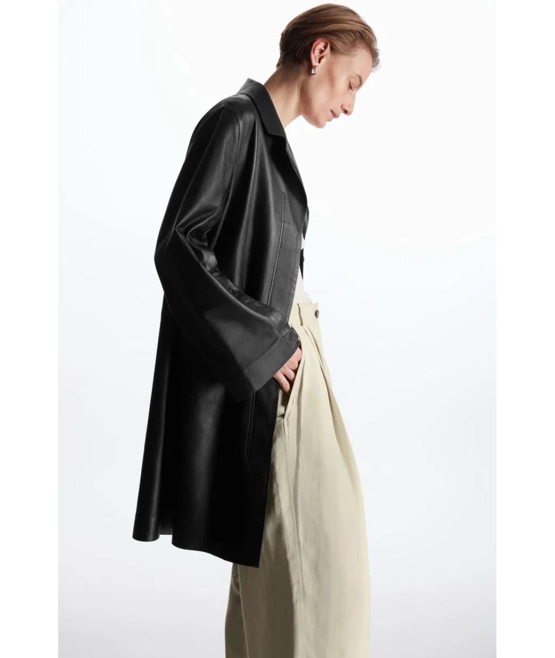 COS Черная кожаная куртка, фото 8