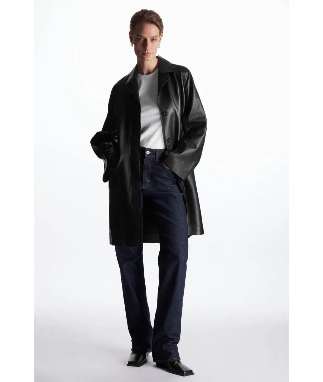 COS Черная кожаная куртка, фото 2