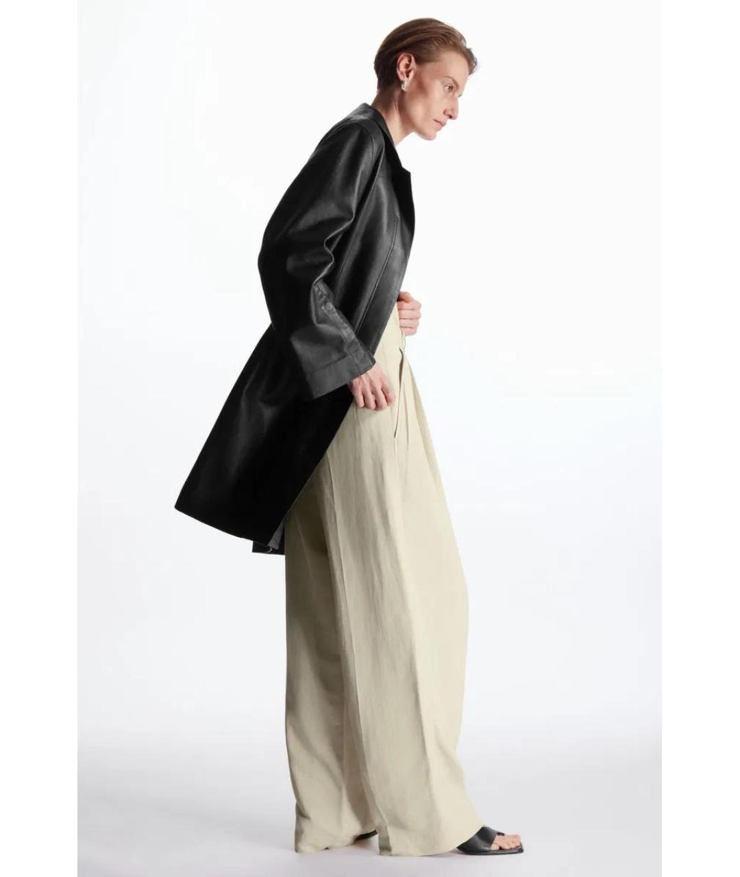 COS Черная кожаная куртка, фото 7