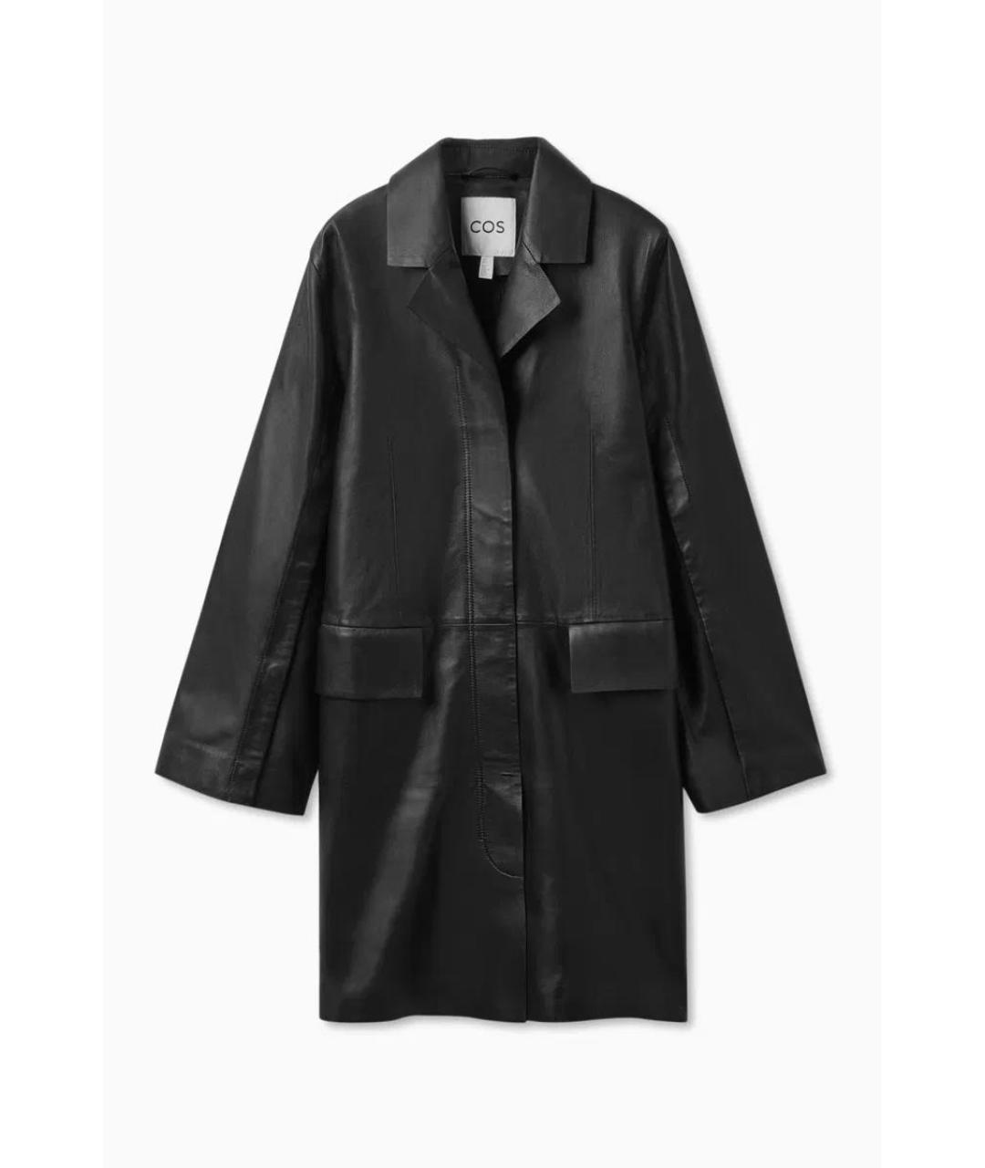 COS Черная кожаная куртка, фото 9