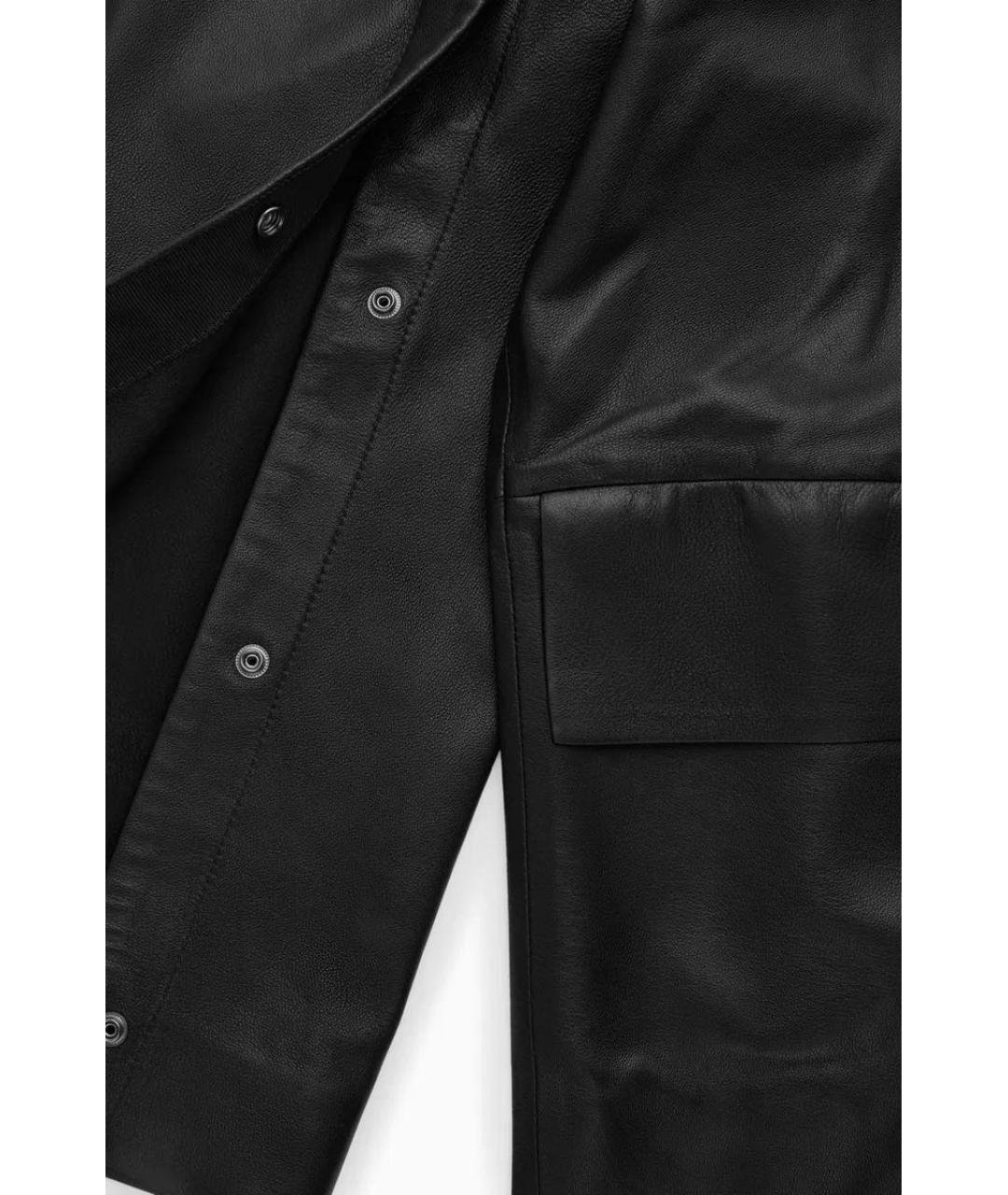 COS Черная кожаная куртка, фото 5