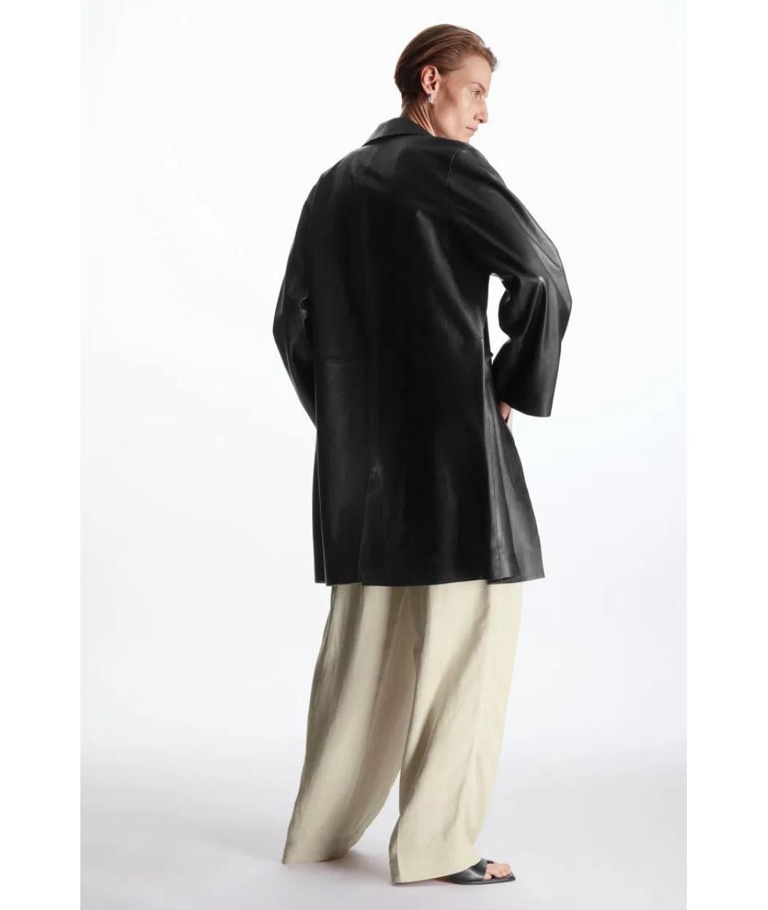 COS Черная кожаная куртка, фото 6