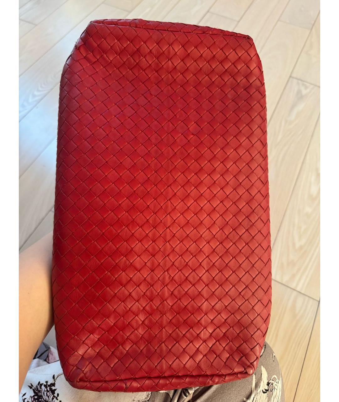 BOTTEGA VENETA Бордовая кожаная сумка тоут, фото 8