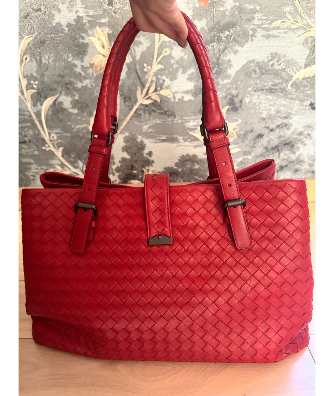 BOTTEGA VENETA Бордовая кожаная сумка тоут, фото 3