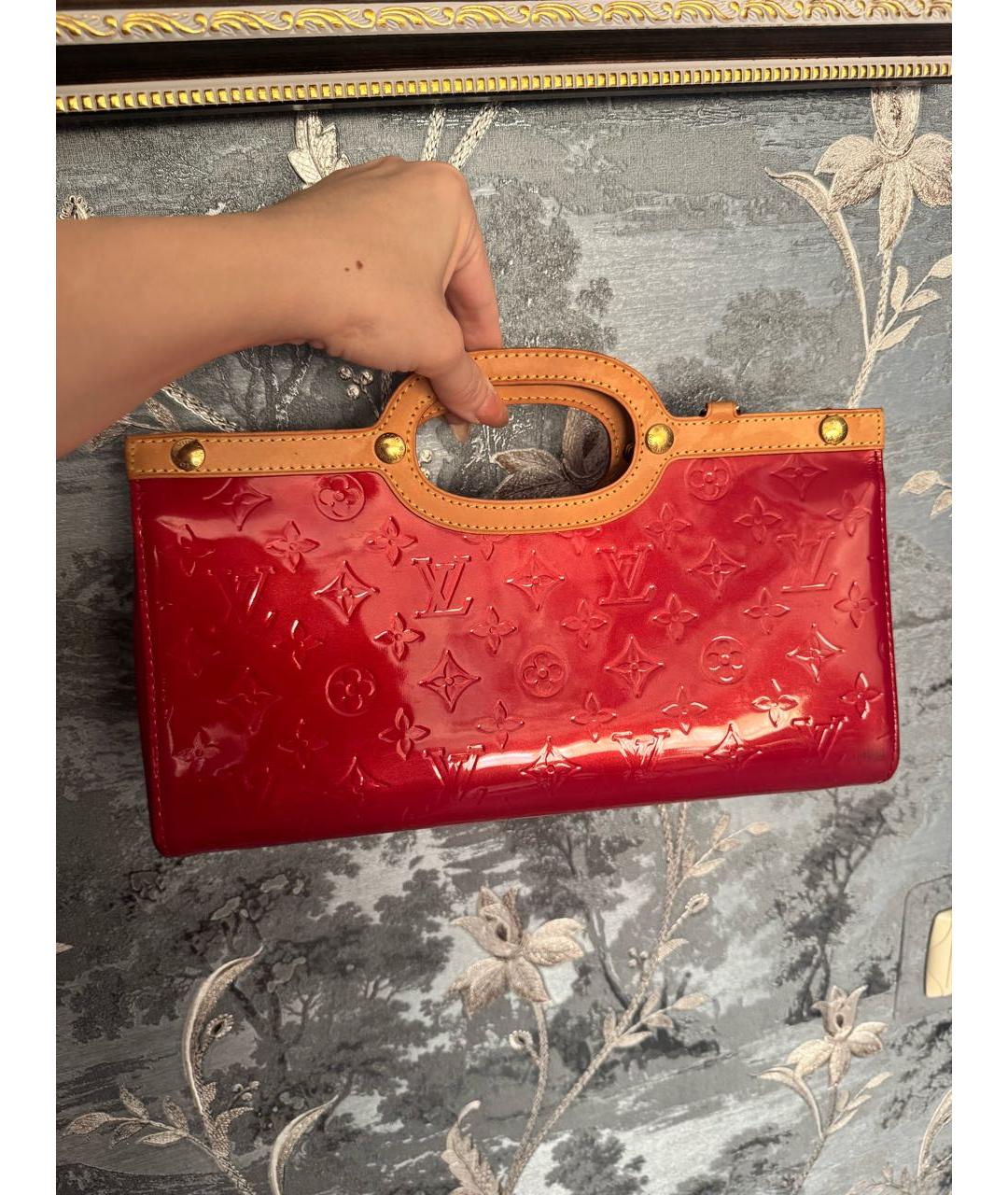 LOUIS VUITTON Красная кожаная сумка тоут, фото 9