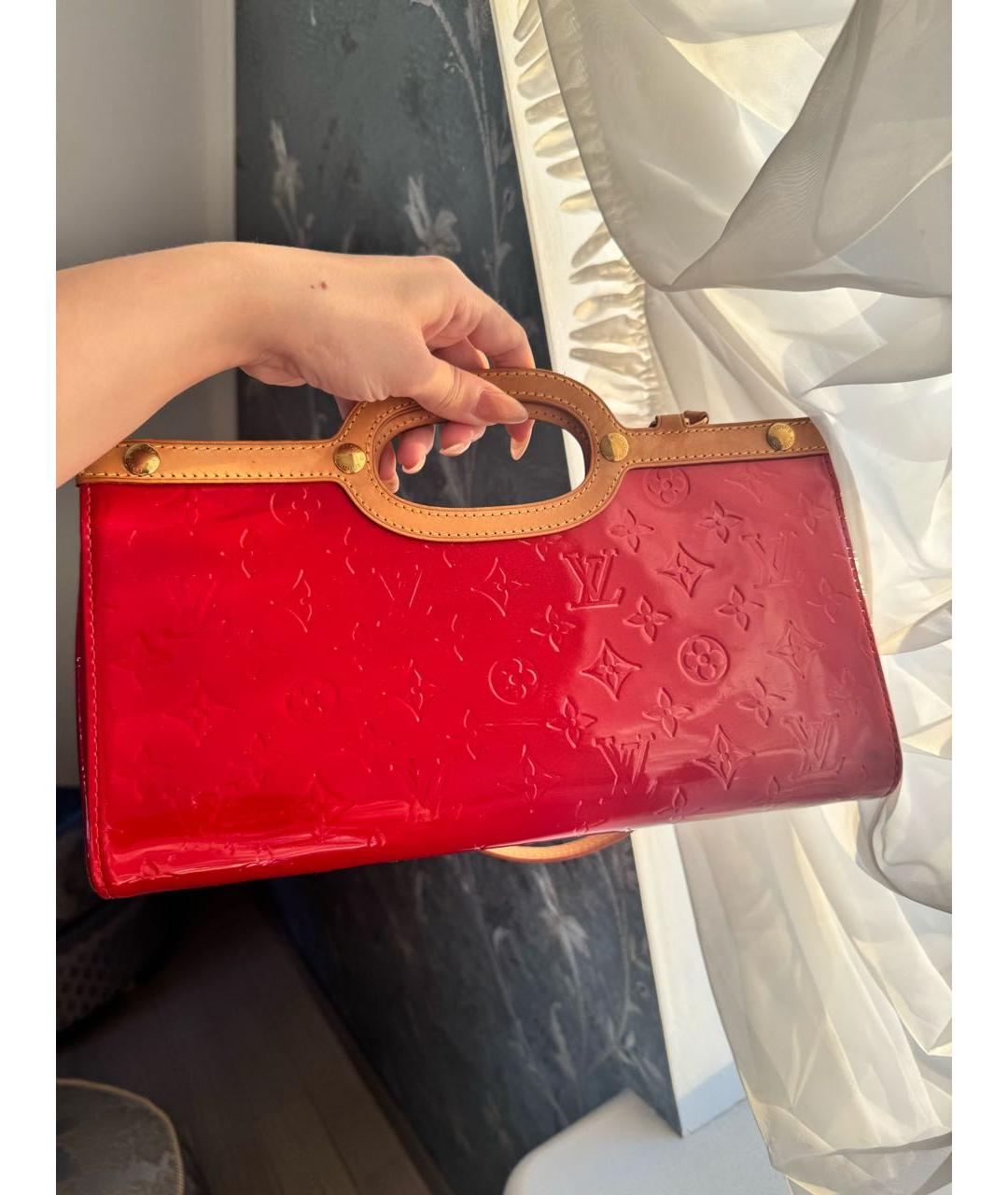 LOUIS VUITTON Красная кожаная сумка тоут, фото 4