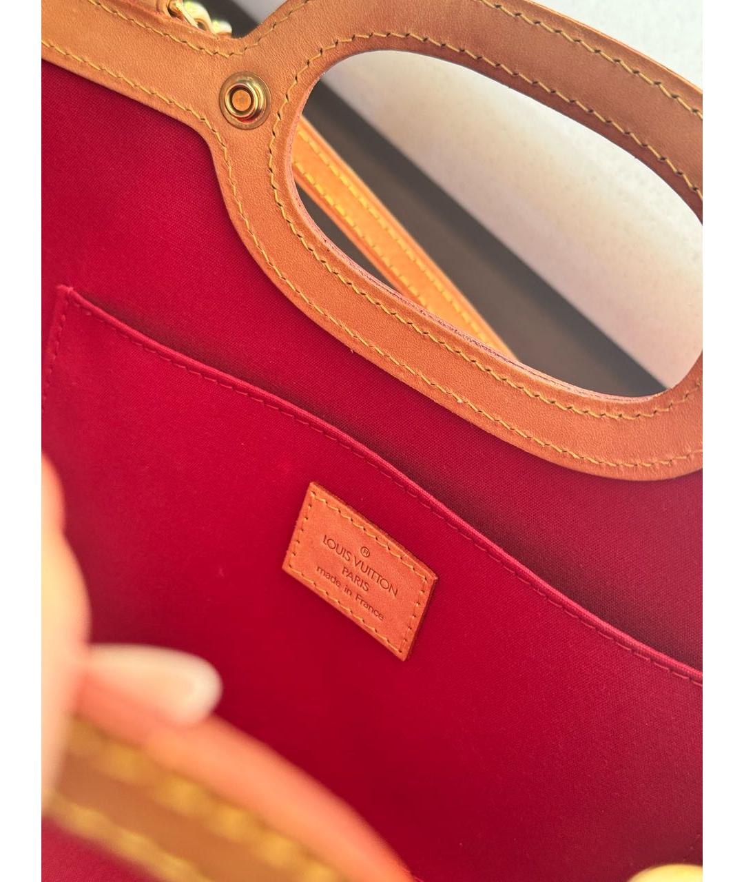 LOUIS VUITTON Красная кожаная сумка тоут, фото 6