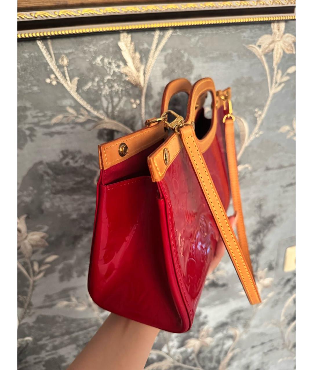 LOUIS VUITTON Красная кожаная сумка тоут, фото 7