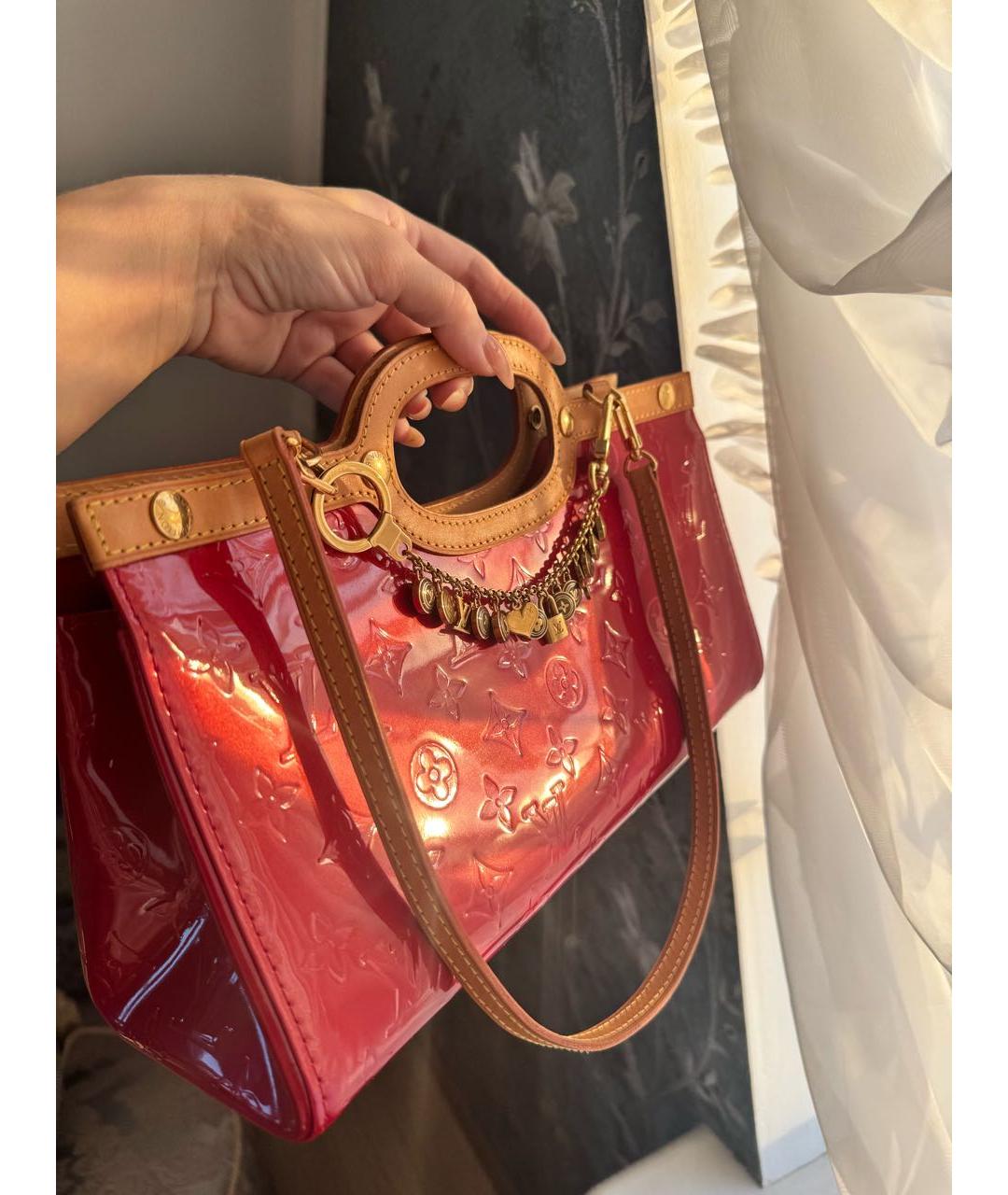 LOUIS VUITTON Красная кожаная сумка тоут, фото 3