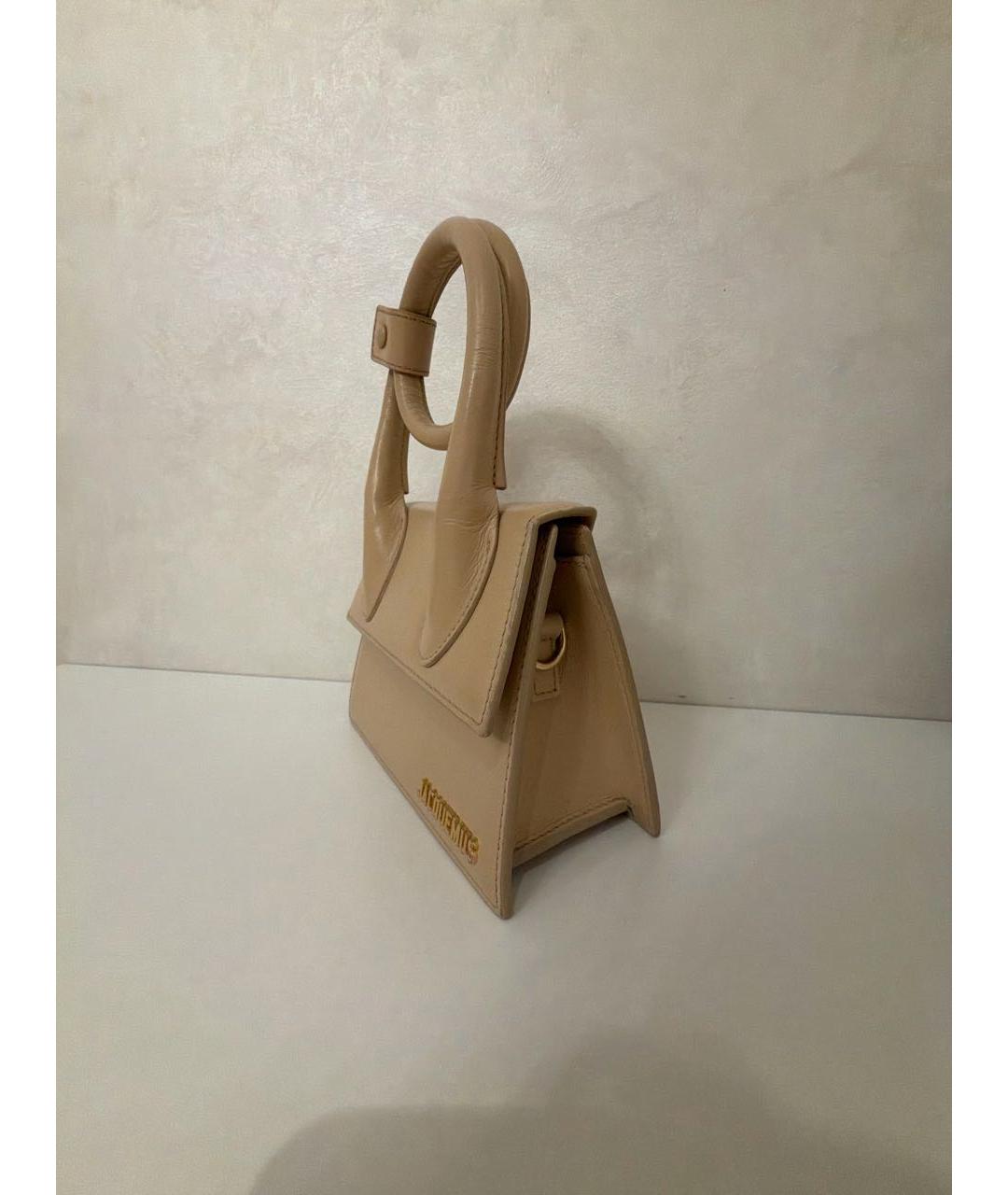 JACQUEMUS Бежевая кожаная сумка через плечо, фото 2