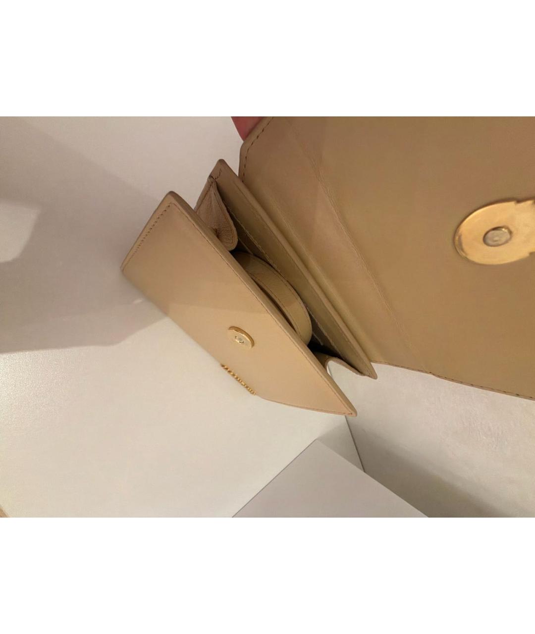 JACQUEMUS Бежевая кожаная сумка через плечо, фото 4