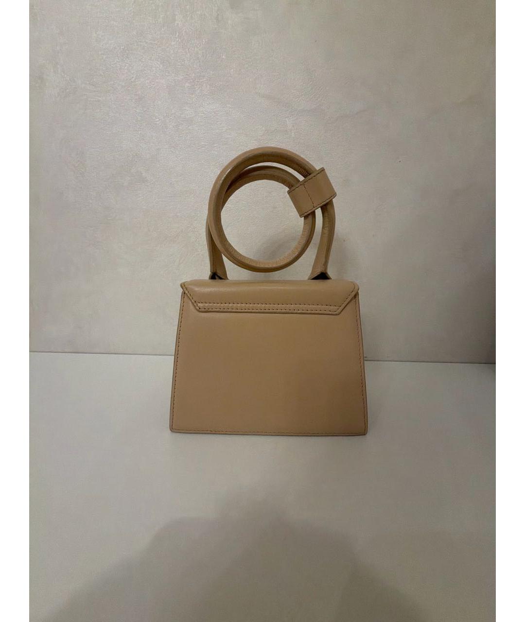 JACQUEMUS Бежевая кожаная сумка через плечо, фото 3