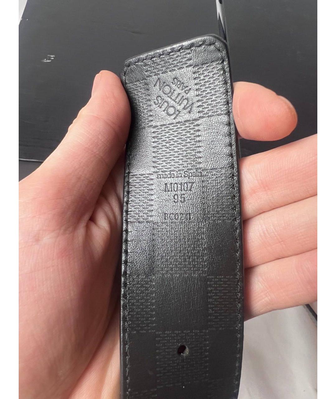 LOUIS VUITTON Черный кожаный ремень, фото 3