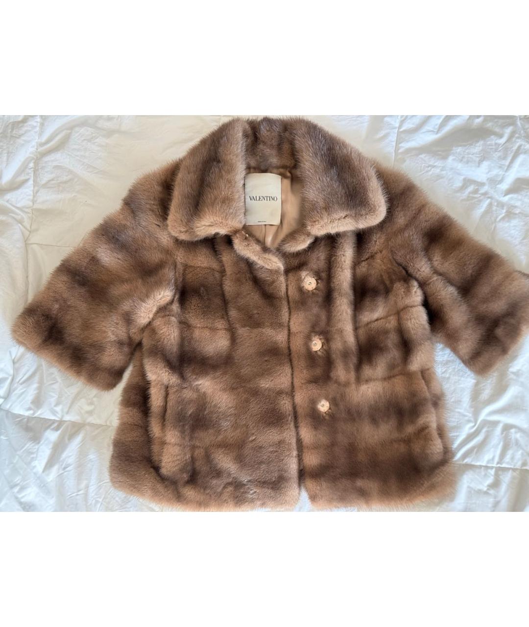 VALENTINO Коричневая меховая шуба, фото 3