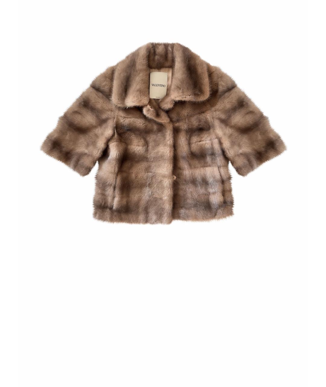 VALENTINO Коричневая меховая шуба, фото 1