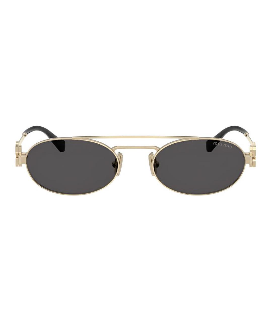 MIU MIU Золотые металлические солнцезащитные очки, фото 2