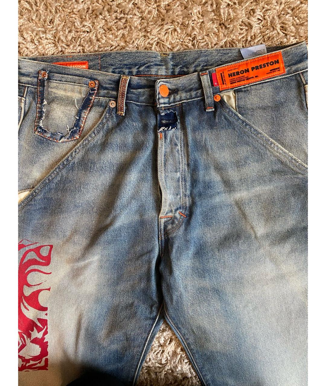 HERON PRESTON Голубые хлопковые прямые джинсы, фото 3