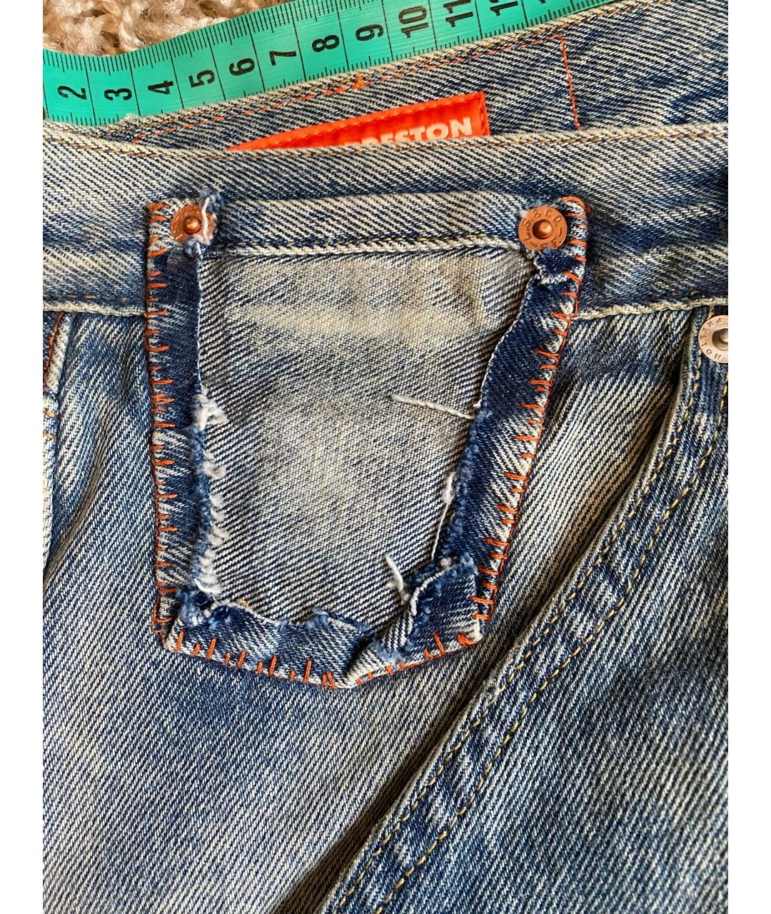 HERON PRESTON Голубые хлопковые прямые джинсы, фото 4