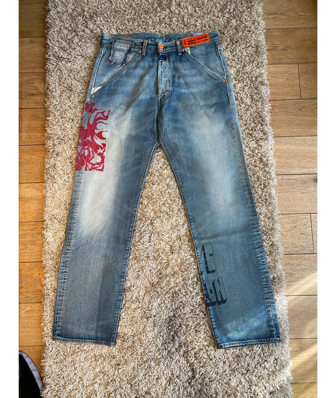 HERON PRESTON Голубые хлопковые прямые джинсы, фото 8