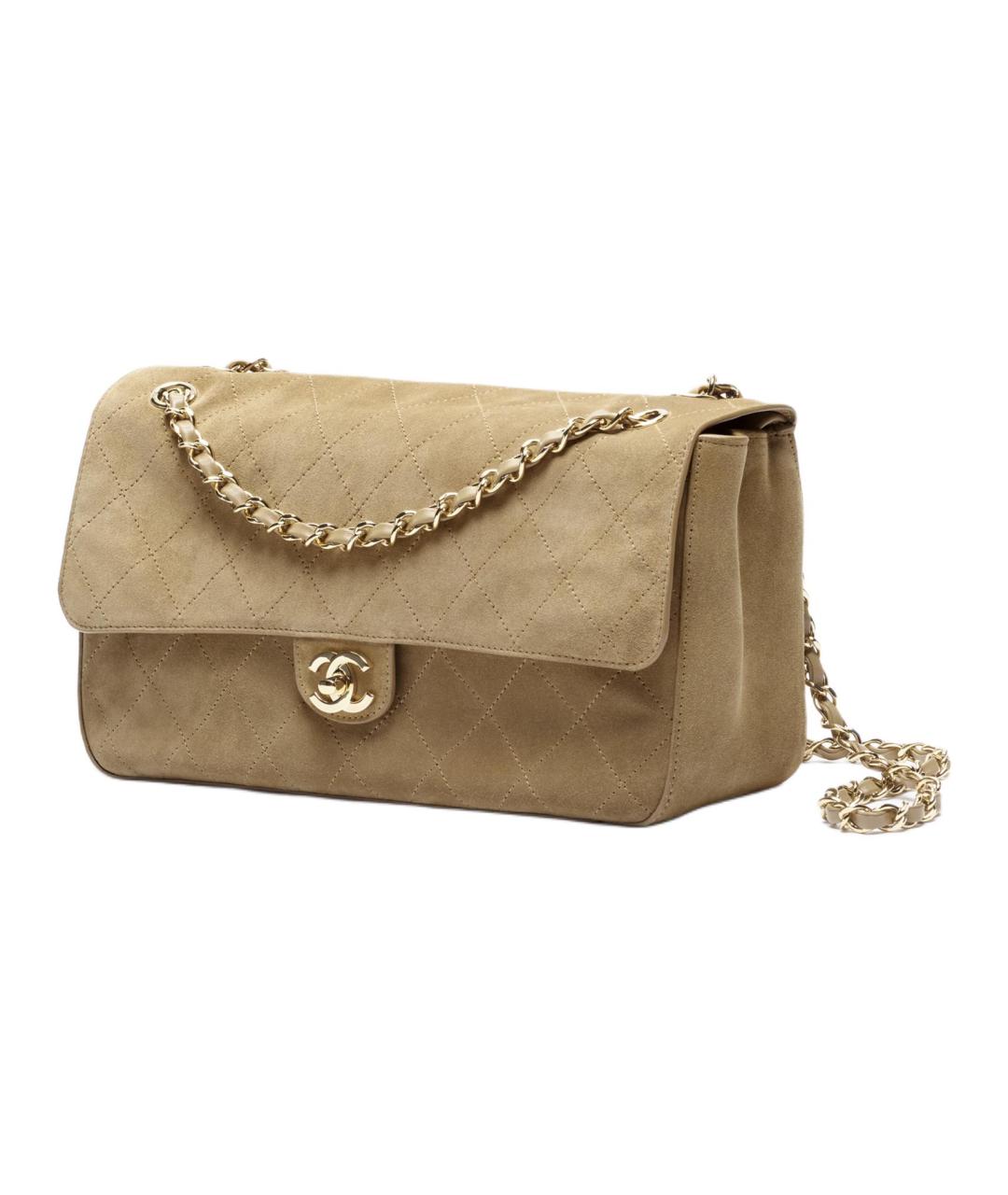 CHANEL Бежевая замшевая сумка через плечо, фото 2