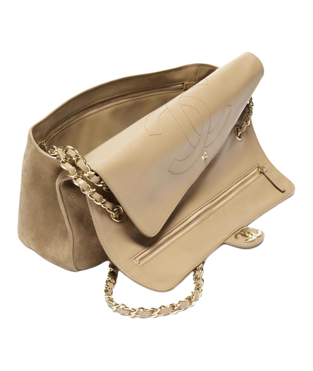 CHANEL Бежевая замшевая сумка через плечо, фото 4