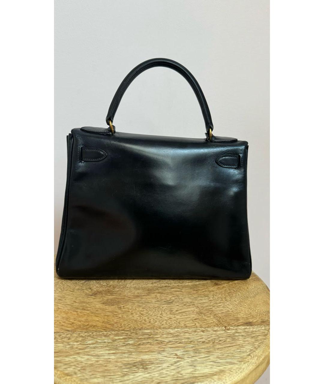 HERMES Черная кожаная сумка с короткими ручками, фото 2