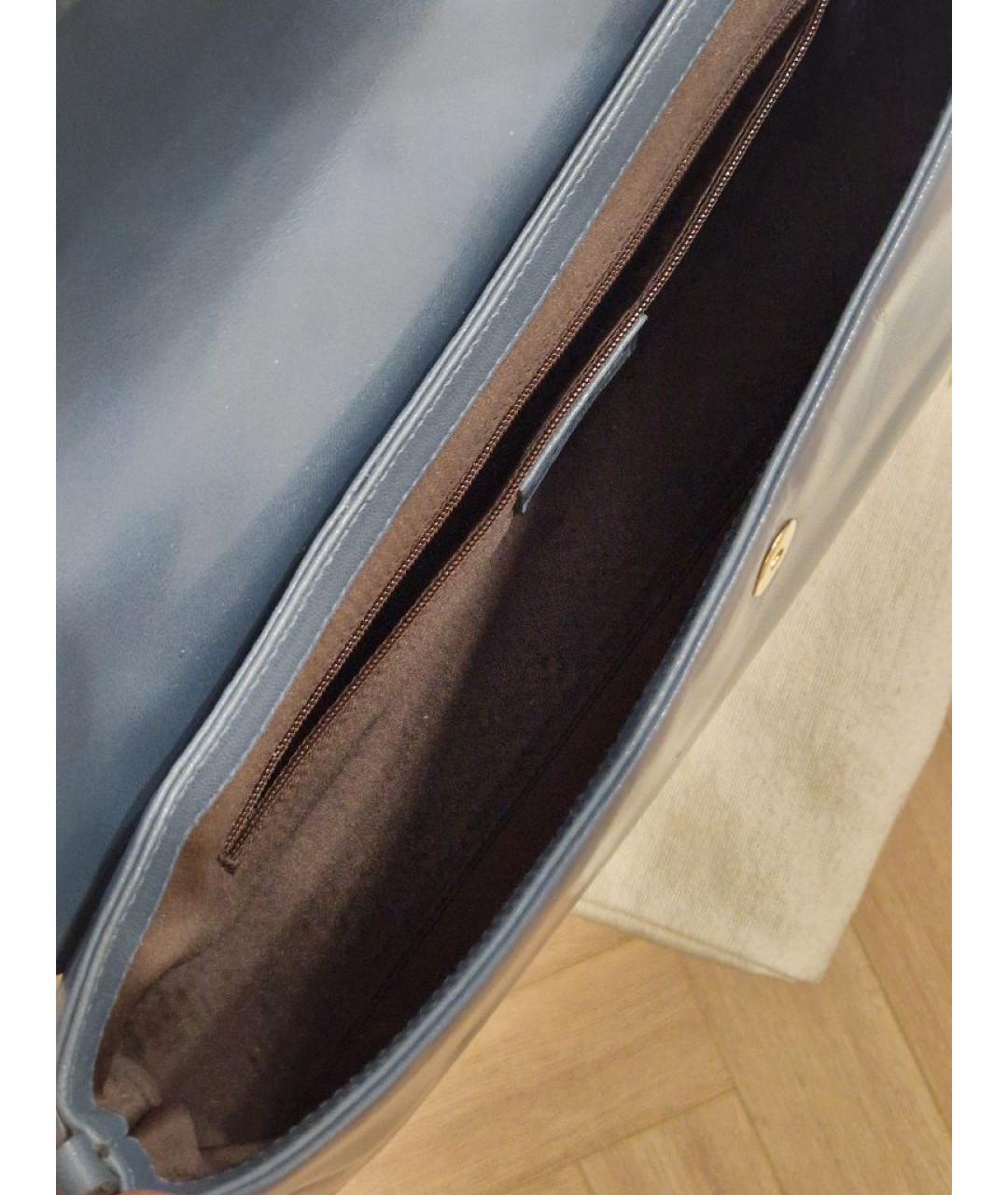 SERGIO ROSSI Голубая кожаная сумка через плечо, фото 4