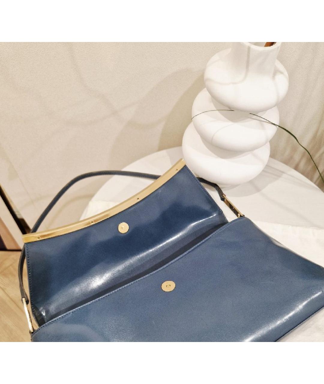 SERGIO ROSSI Голубая кожаная сумка через плечо, фото 5